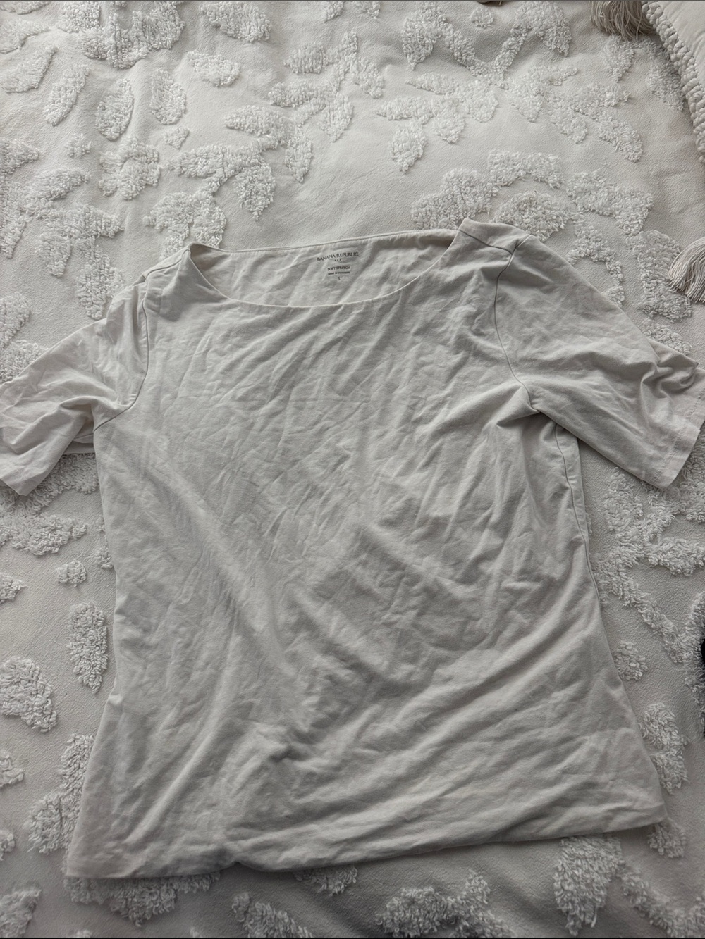 Banana Republic White Ultra-Short Sleeve Crewneck Tee